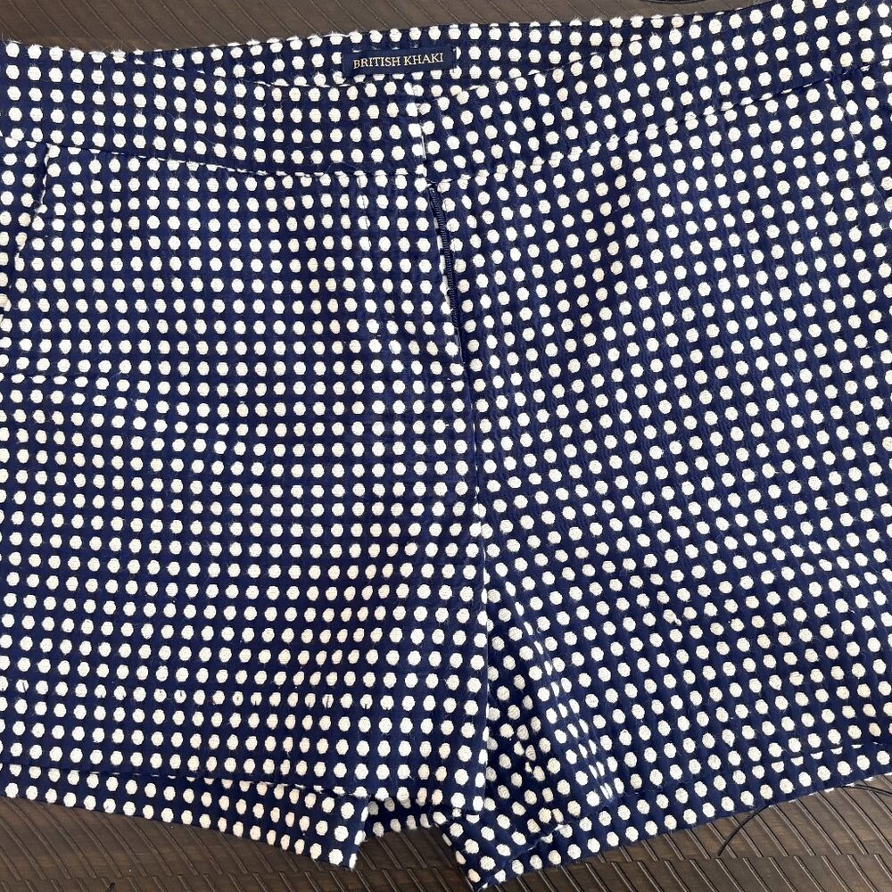 British Khaki Chino Short White Polka Dot Size 12